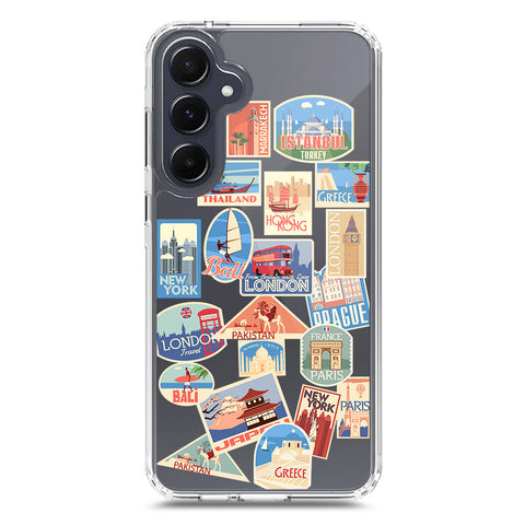 Samsung Galaxy A35 Cover - Personalised Boarding Pass Ticket Series - Clear Phone Case - Soft Silicon Borders