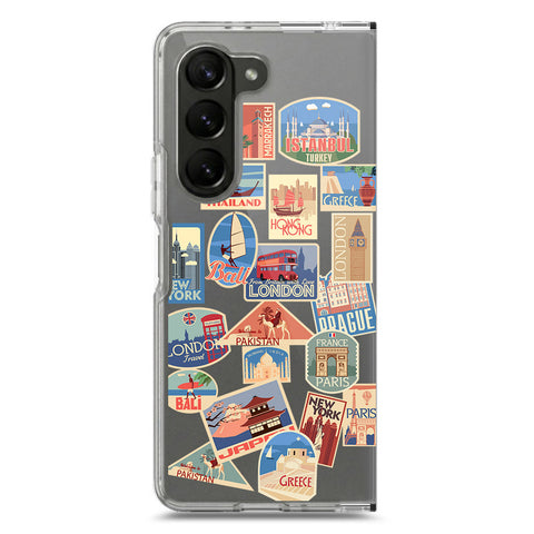 Samsung Galaxy Z Fold 5 Cover - Personalised Boarding Pass Ticket Series - Clear Phone Case - Soft Silicon Borders