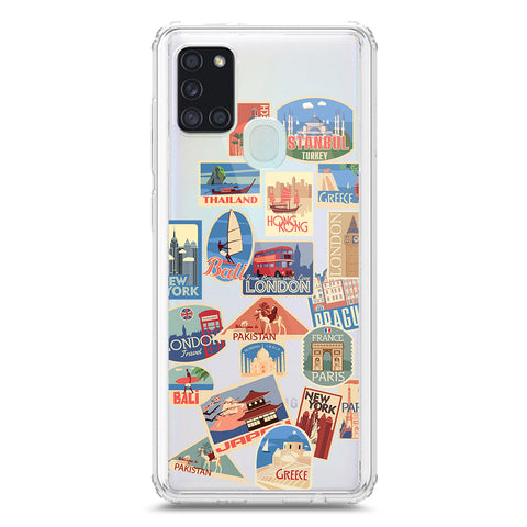 Samsung Galaxy A21s Cover - Personalised Boarding Pass Ticket Series - Clear Phone Case - Soft Silicon Borders
