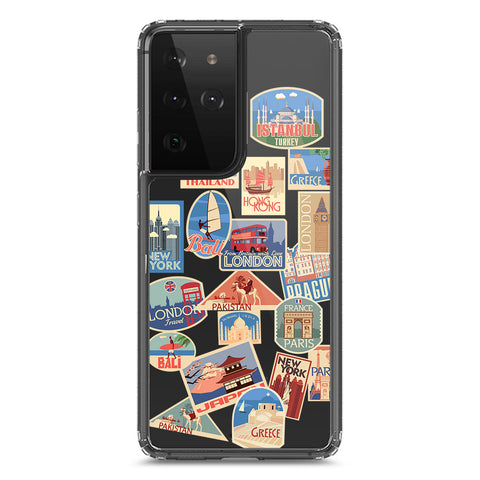 Samsung Galaxy S21 Ultra 5G Cover - Personalised Boarding Pass Ticket Series - Clear Phone Case - Soft Silicon Borders