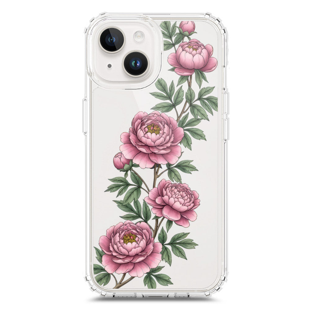 iPhone 15 Plus Cover - Velvet Bloom Series - Clear Phone Case - Soft Silicon Borders