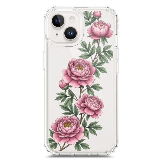 iPhone 15 Plus Cover - Velvet Bloom Series - Clear Phone Case - Soft Silicon Borders