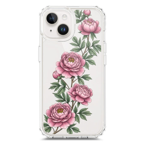 iPhone 15 Plus Cover - Velvet Bloom Series - Clear Phone Case - Soft Silicon Borders