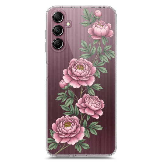 Samsung Galaxy A14 Cover - Velvet Bloom Series - Clear Phone Case - Soft Silicon Borders