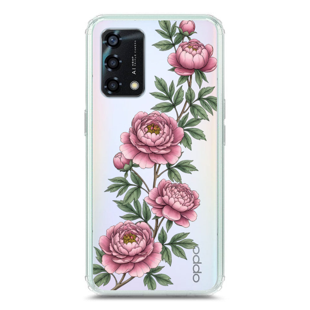 Oppo A95 Cover - Velvet Bloom Series - Clear Phone Case - Soft Silicon Borders
