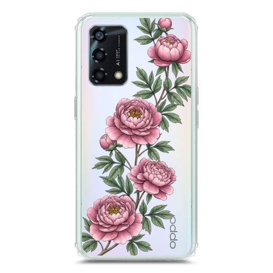 Oppo F19 Cover - Velvet Bloom Series - Clear Phone Case - Soft Silicon Borders