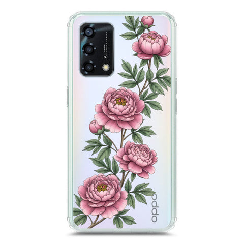 Oppo A95 Cover - Velvet Bloom Series - Clear Phone Case - Soft Silicon Borders