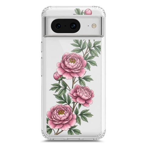 Google Pixel 8 Cover - Velvet Bloom Series - Clear Phone Case - Soft Silicon Borders