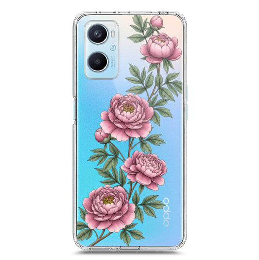 Oppo A96 4G Cover - Velvet Bloom Series - Clear Phone Case - Soft Silicon Borders