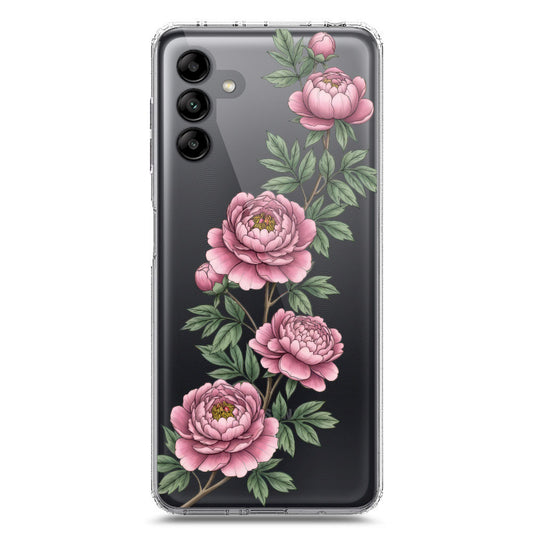 Samsung Galaxy A04s Cover - Velvet Bloom Series - Clear Phone Case - Soft Silicon Borders