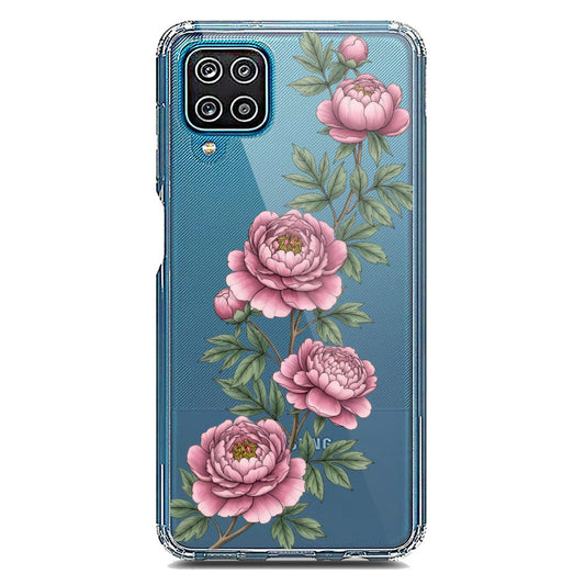 Samsung Galaxy A12 Cover - Velvet Bloom Series - Clear Phone Case - Soft Silicon Borders