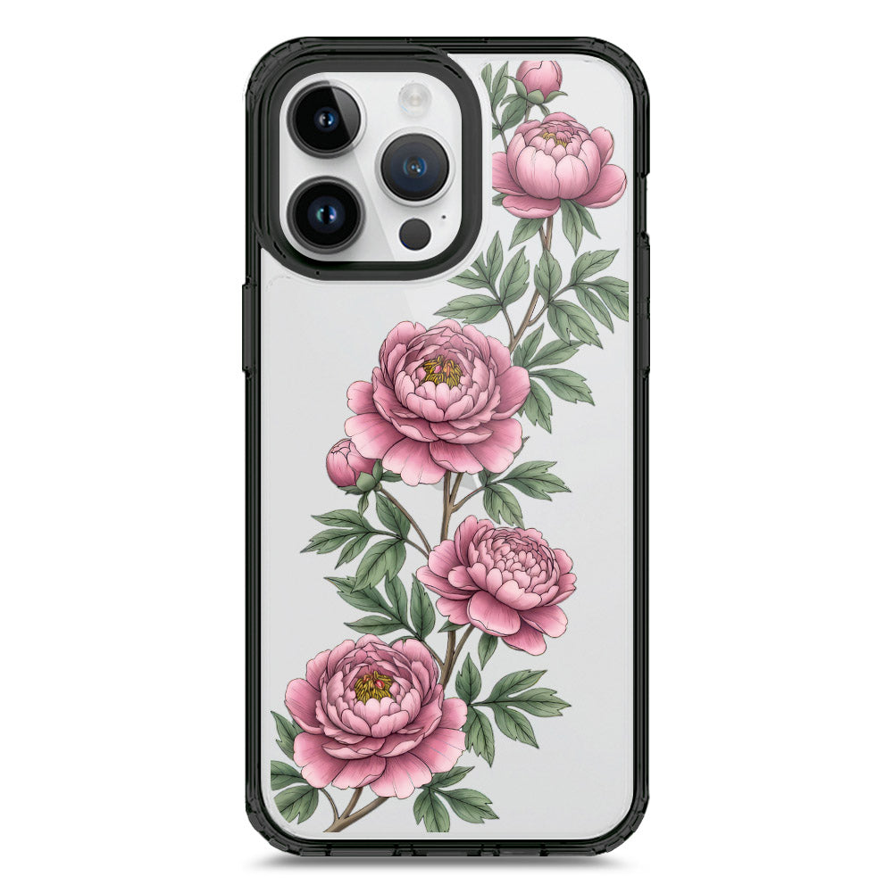 iPhone 15 Pro Max - Black - Cover - Velvet Bloom Series - Clear Phone Case - Soft Silicon Borders