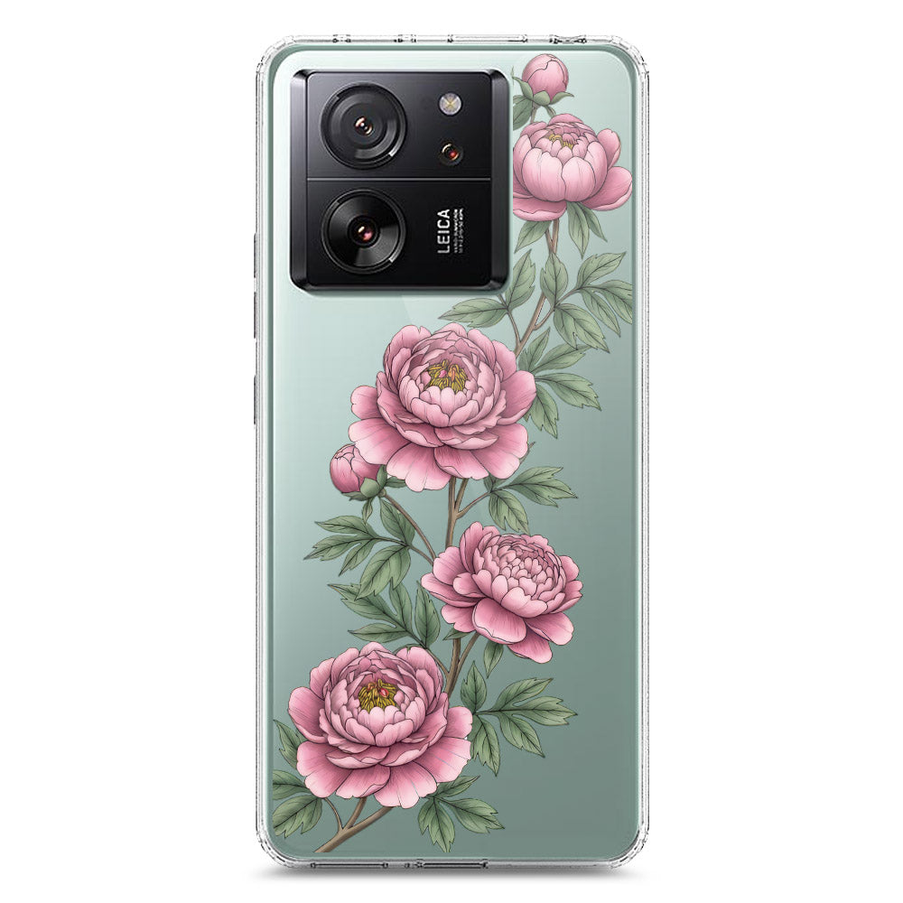 Xiaomi 13T Pro Cover - Velvet Bloom Series - Clear Phone Case - Soft Silicon Borders
