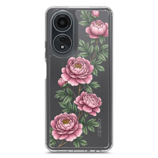 Oppo A58 4G Cover - Velvet Bloom Series - Clear Phone Case - Soft Silicon Borders