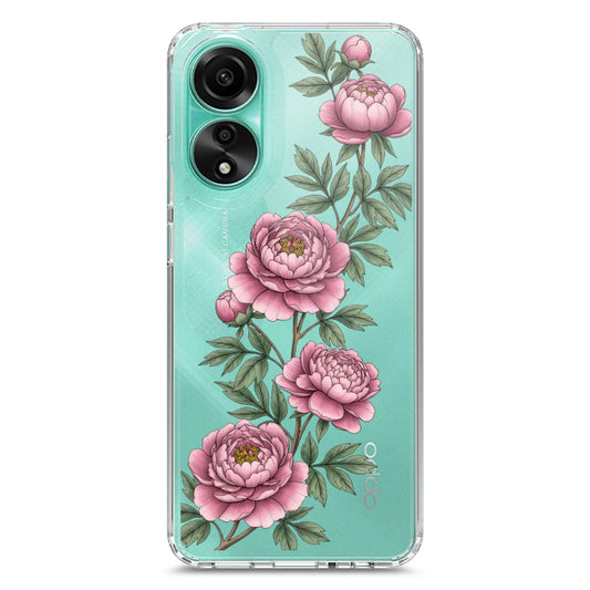 Oppo A78 4G Cover - Velvet Bloom Series - Clear Phone Case - Soft Silicon Borders