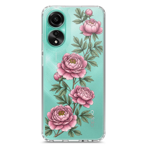 Oppo A78 4G Cover - Velvet Bloom Series - Clear Phone Case - Soft Silicon Borders