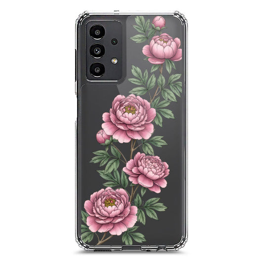 Samsung Galaxy A13 Cover - Velvet Bloom Series - Clear Phone Case - Soft Silicon Borders