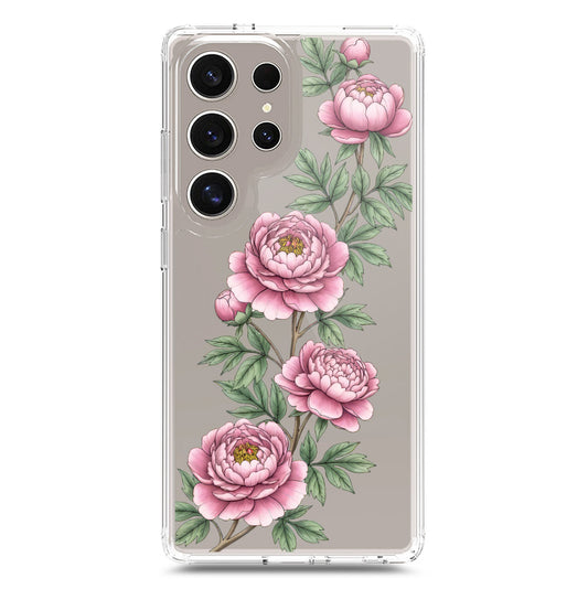 Samsung Galaxy S24 Ultra Cover - Velvet Bloom Series - Clear Phone Case - Soft Silicon Borders