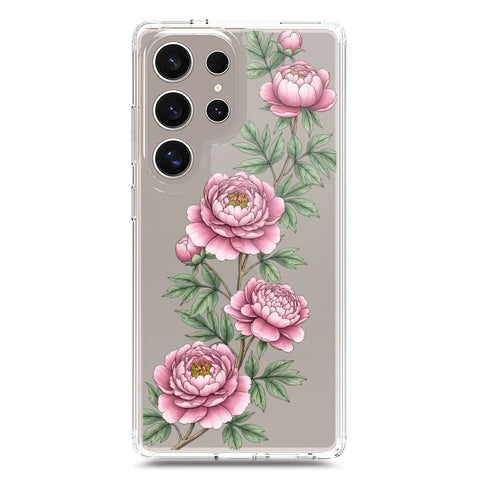Samsung Galaxy S24 Ultra Cover - Velvet Bloom Series - Clear Phone Case - Soft Silicon Borders