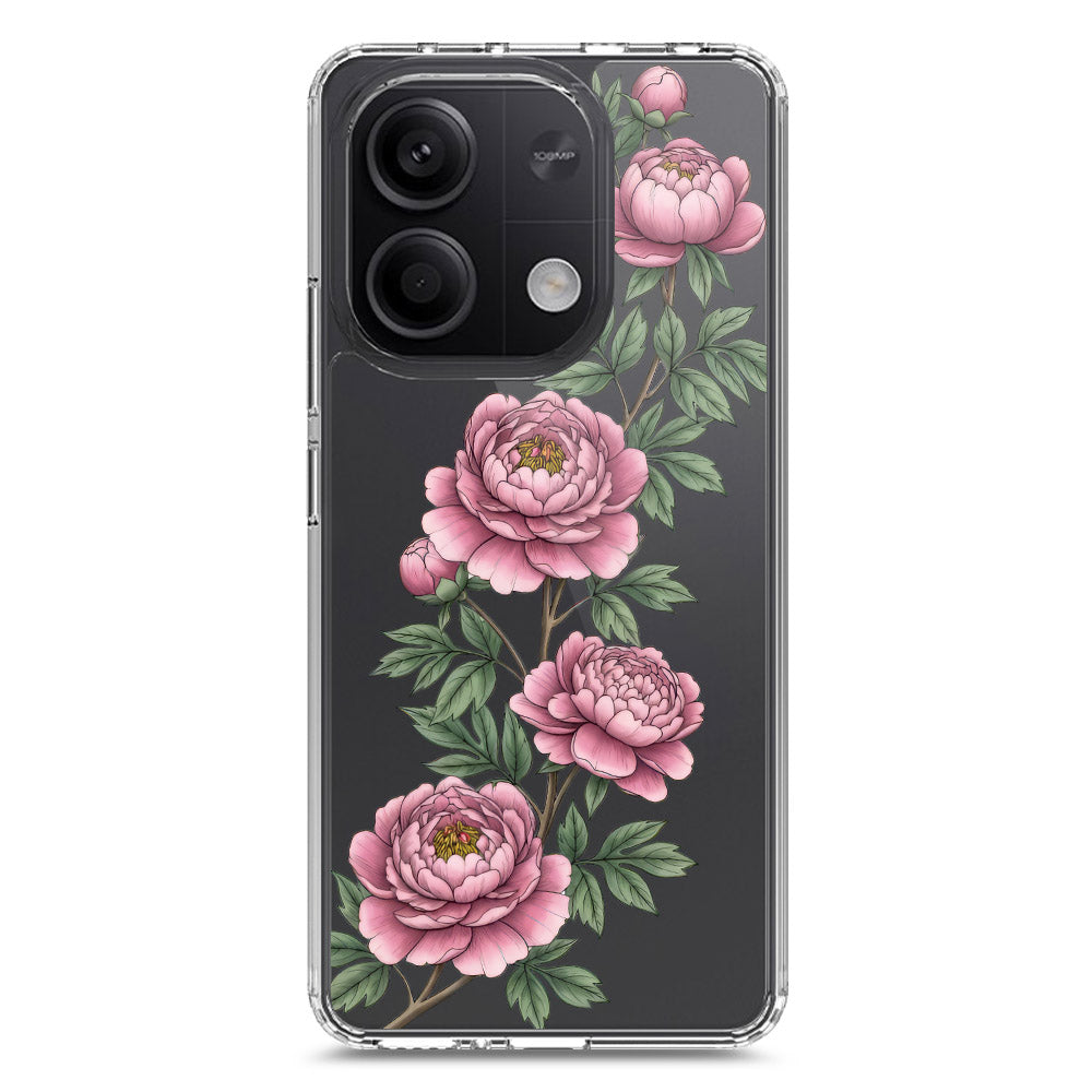 Xiaomi Redmi Note 13 Cover - Velvet Bloom Series - Clear Phone Case - Soft Silicon Borders