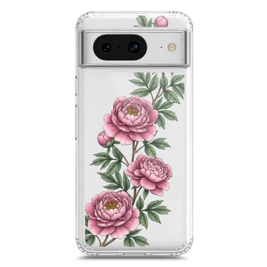 Google Pixel 8a Cover - Velvet Bloom Series - Clear Phone Case - Soft Silicon Borders