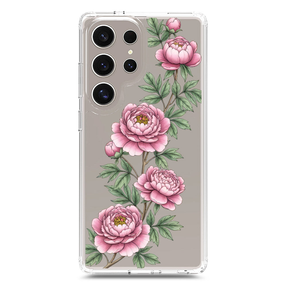 Samsung Galaxy S25 Ultra Cover - Velvet Bloom Series - Clear Phone Case - Soft Silicon Borders