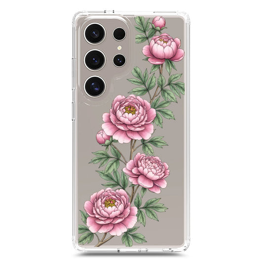 Samsung Galaxy S25 Ultra Cover - Velvet Bloom Series - Clear Phone Case - Soft Silicon Borders