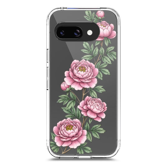 Google Pixel 9a Cover - Velvet Bloom Series - Clear Phone Case - Soft Silicon Borders