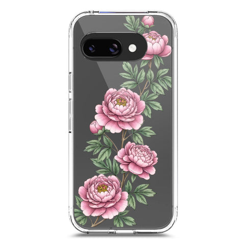 Google Pixel 9a Cover - Velvet Bloom Series - Clear Phone Case - Soft Silicon Borders