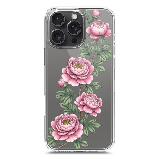 iPhone 16 Pro Max Cover - Velvet Bloom Series - Clear Phone Case - Soft Silicon Borders