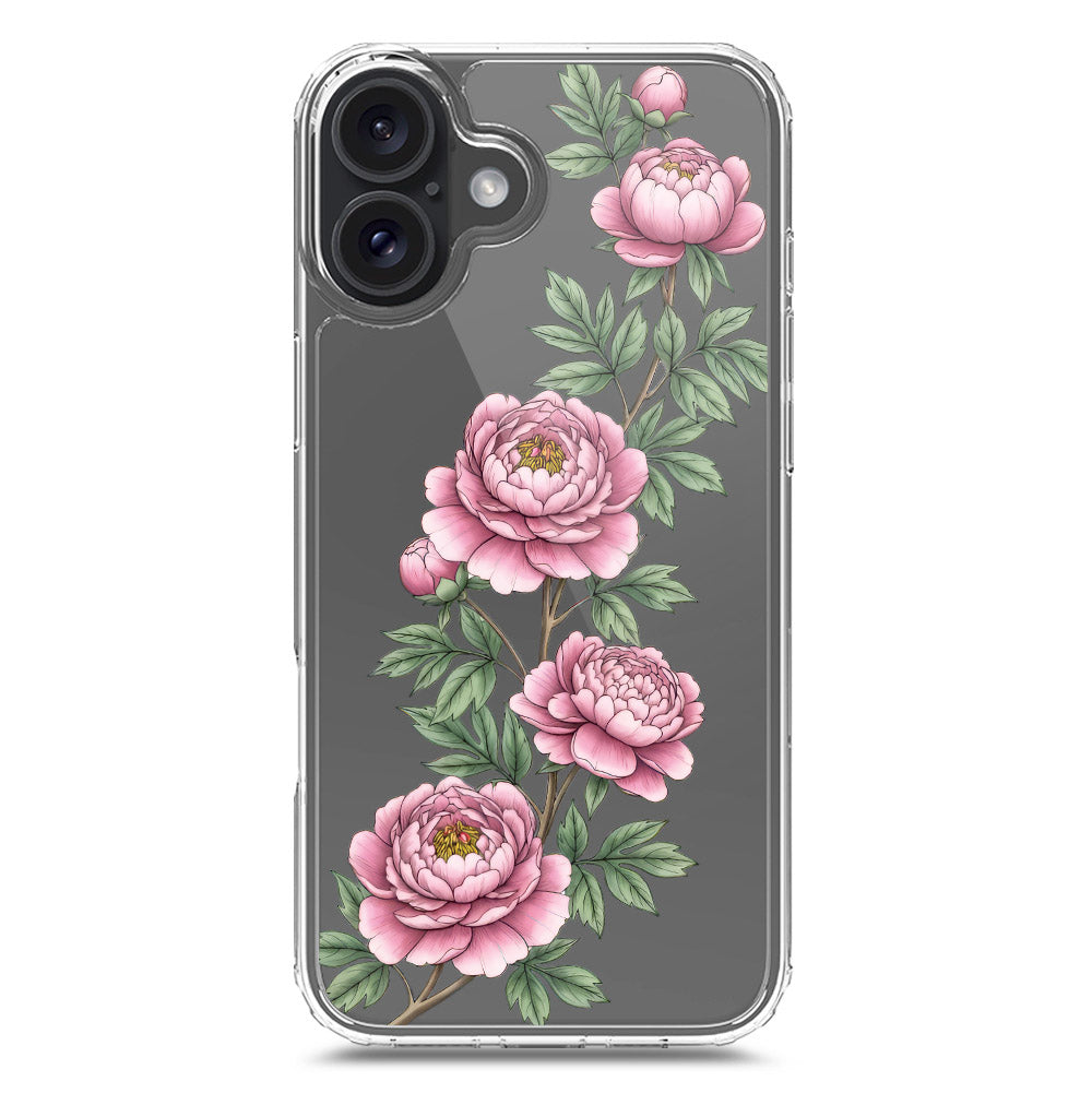 iPhone 16 Plus Cover - Velvet Bloom Series - Clear Phone Case - Soft Silicon Borders