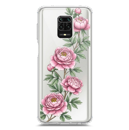 Xiaomi Redmi Note 9 Pro Max Cover - Velvet Bloom Series - Clear Phone Case - Soft Silicon Borders
