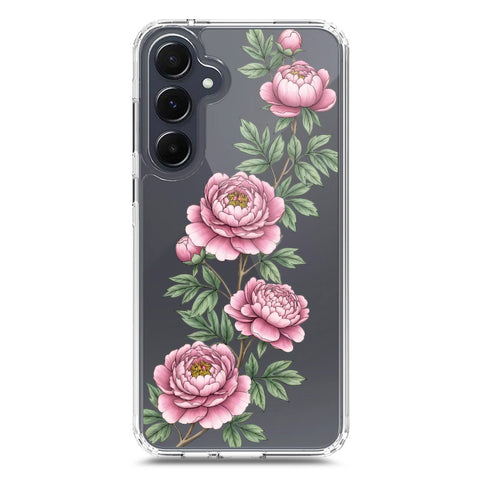 Samsung Galaxy A35 Cover - Velvet Bloom Series - Clear Phone Case - Soft Silicon Borders
