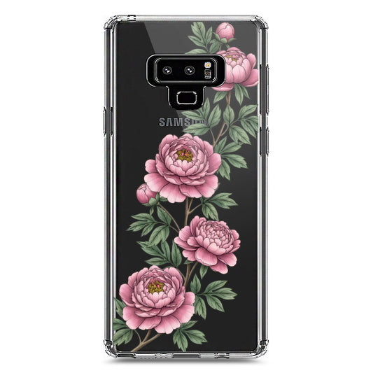 Samsung Galaxy Note 9 Cover - Velvet Bloom Series - Clear Phone Case - Soft Silicon Borders
