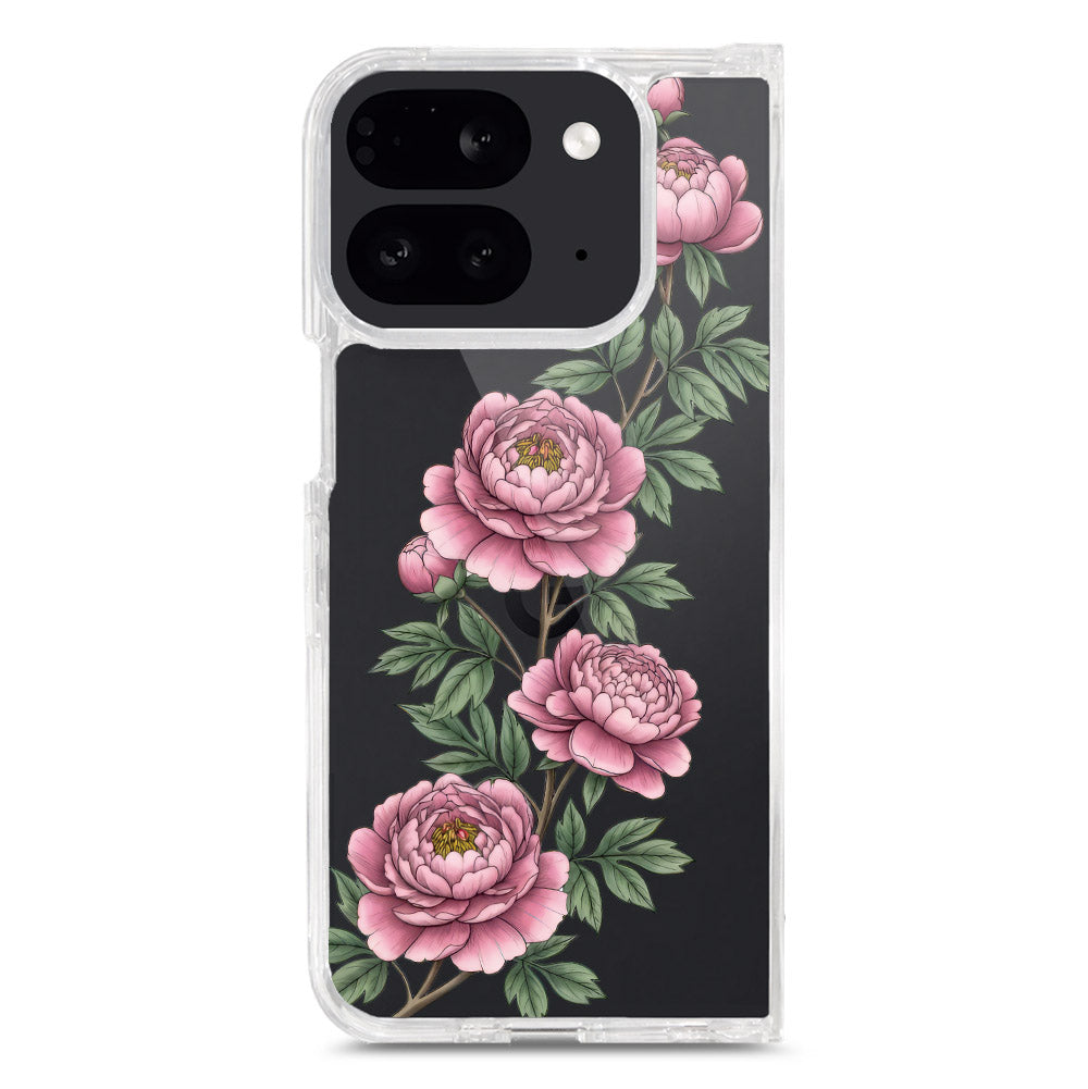 Google Pixel 9 Pro Fold Cover - Velvet Bloom Series - Clear Phone Case - Soft Silicon Borders