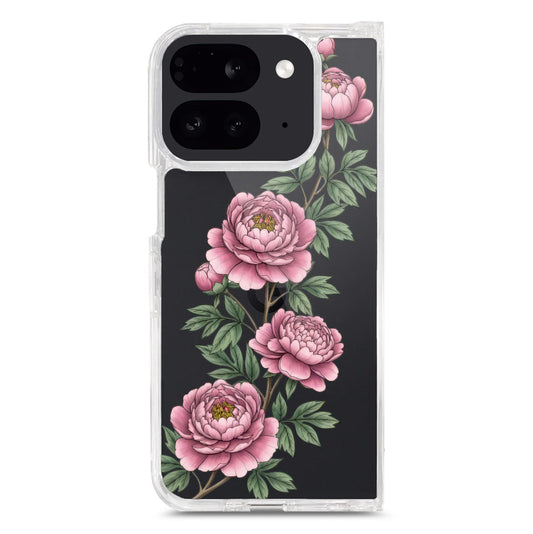 Google Pixel 9 Pro Fold Cover - Velvet Bloom Series - Clear Phone Case - Soft Silicon Borders
