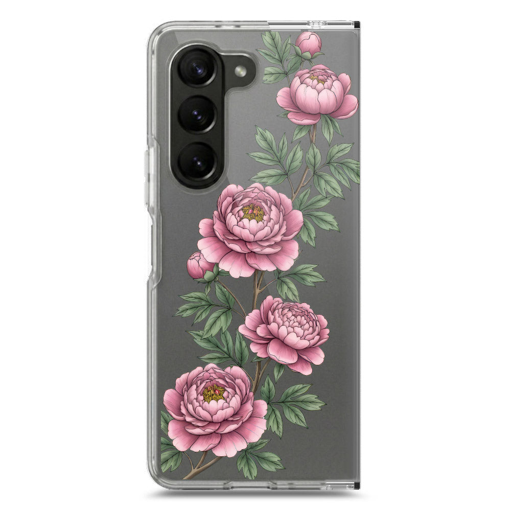 Samsung Galaxy Z Fold 5 Cover - Velvet Bloom Series - Clear Phone Case - Soft Silicon Borders