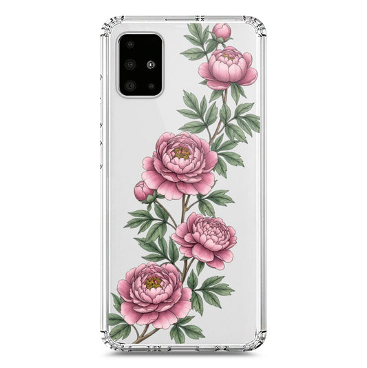 Samsung Galaxy A51 Cover - Velvet Bloom Series - Clear Phone Case - Soft Silicon Borders