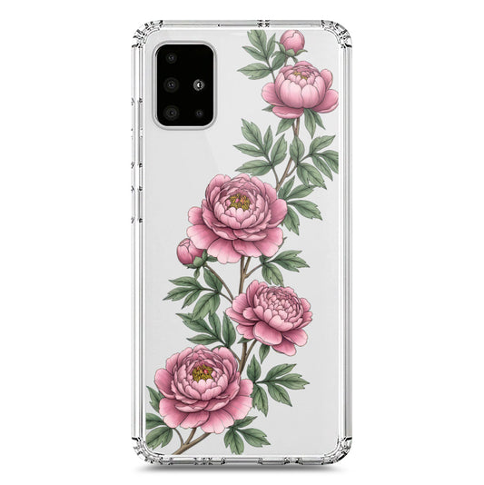 Samsung Galaxy A71 Cover - Velvet Bloom Series - Clear Phone Case - Soft Silicon Borders