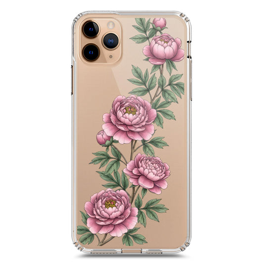 iPhone 11 Pro Max Cover - Velvet Bloom Series - Clear Phone Case - Soft Silicon Borders