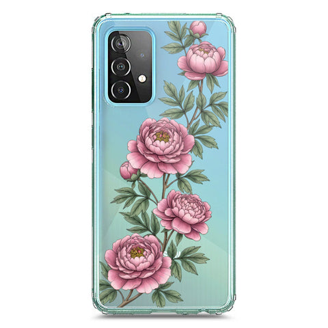 Samsung Galaxy A72 Cover - Velvet Bloom Series - Clear Phone Case - Soft Silicon Borders