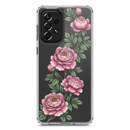 Samsung Galaxy A73 5G Cover - Velvet Bloom Series - Clear Phone Case - Soft Silicon Borders