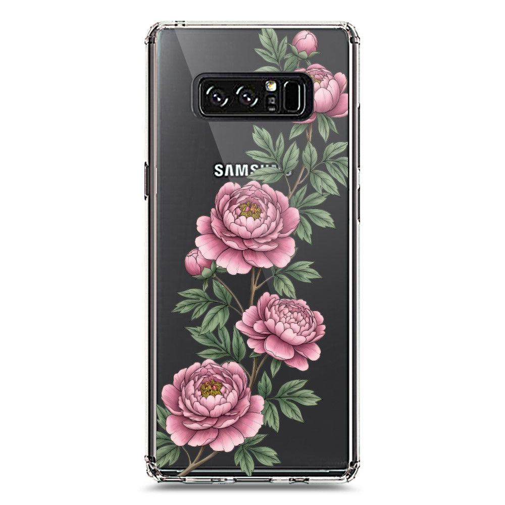 Samsung Galaxy Note 8 Cover - Velvet Bloom Series - Clear Phone Case - Soft Silicon Borders