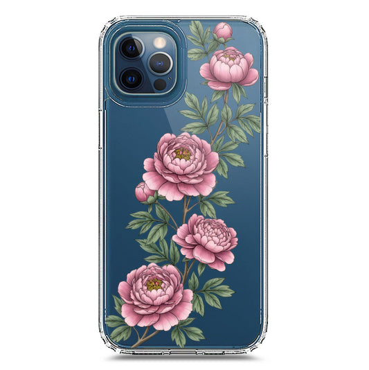 iPhone 12 Pro Max Cover - Velvet Bloom Series - Clear Phone Case - Soft Silicon Borders
