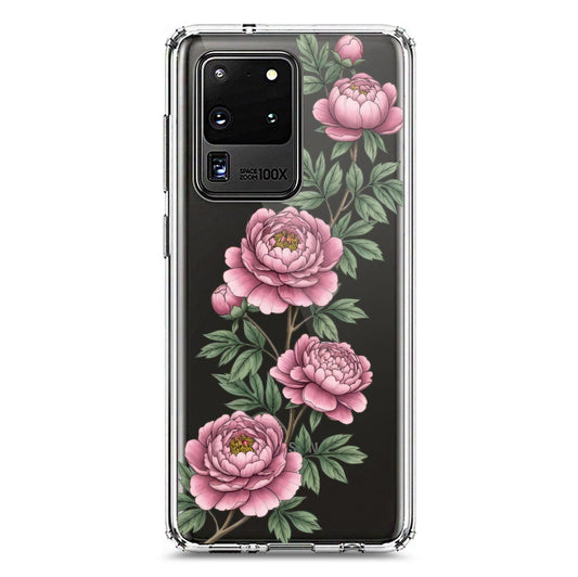 Samsung Galaxy S20 Ultra Cover - Velvet Bloom Series - Clear Phone Case - Soft Silicon Borders