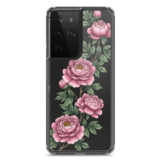 Samsung Galaxy S21 Ultra 5G Cover - Velvet Bloom Series - Clear Phone Case - Soft Silicon Borders
