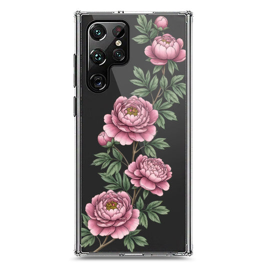 Samsung Galaxy S22 Ultra 5G Cover - Velvet Bloom Series - Clear Phone Case - Soft Silicon Borders