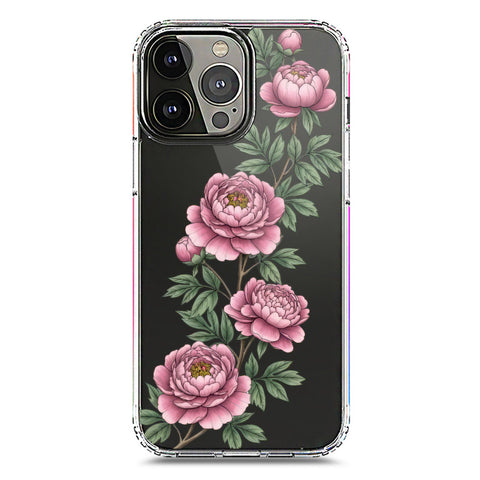 iPhone 13 Pro Max Cover - Velvet Bloom Series - Clear Phone Case - Soft Silicon Borders
