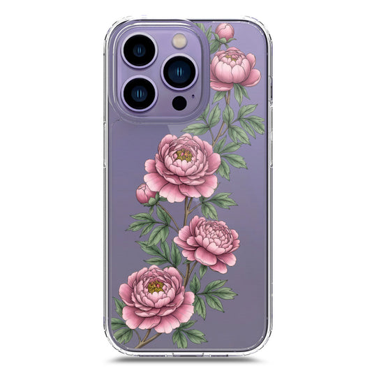 iPhone 14 Pro Max Cover - Velvet Bloom Series - Clear Phone Case - Soft Silicon Borders