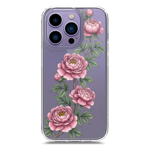 iPhone 14 Pro Max Cover - Velvet Bloom Series - Clear Phone Case - Soft Silicon Borders